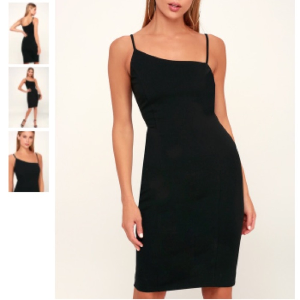 Lulu’s black asymmetrical bodycon dress